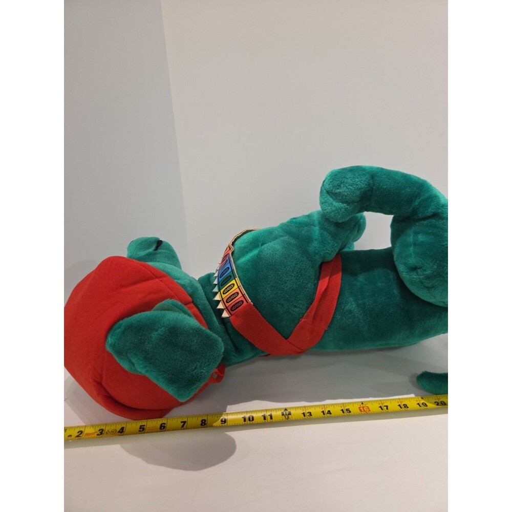Vtg 24" Nanco 2000 Bright Green Chihuahua Plush Dog Crayon Bandolier Red Beret - Picture 11 of 12